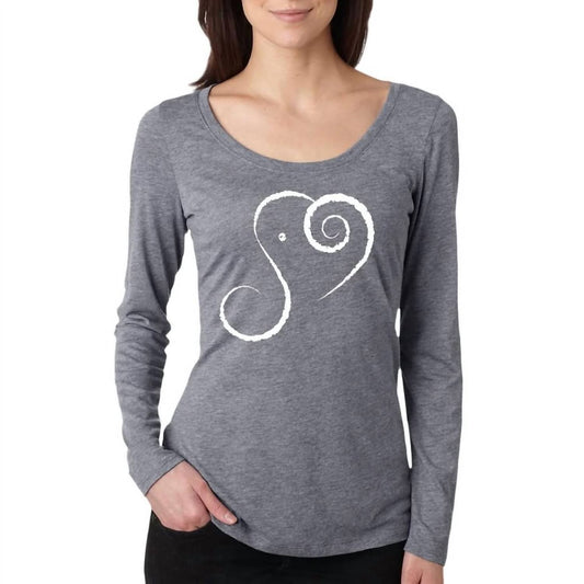 Womens Elephant Spirit Long Sleeve Scoop Neck Tee