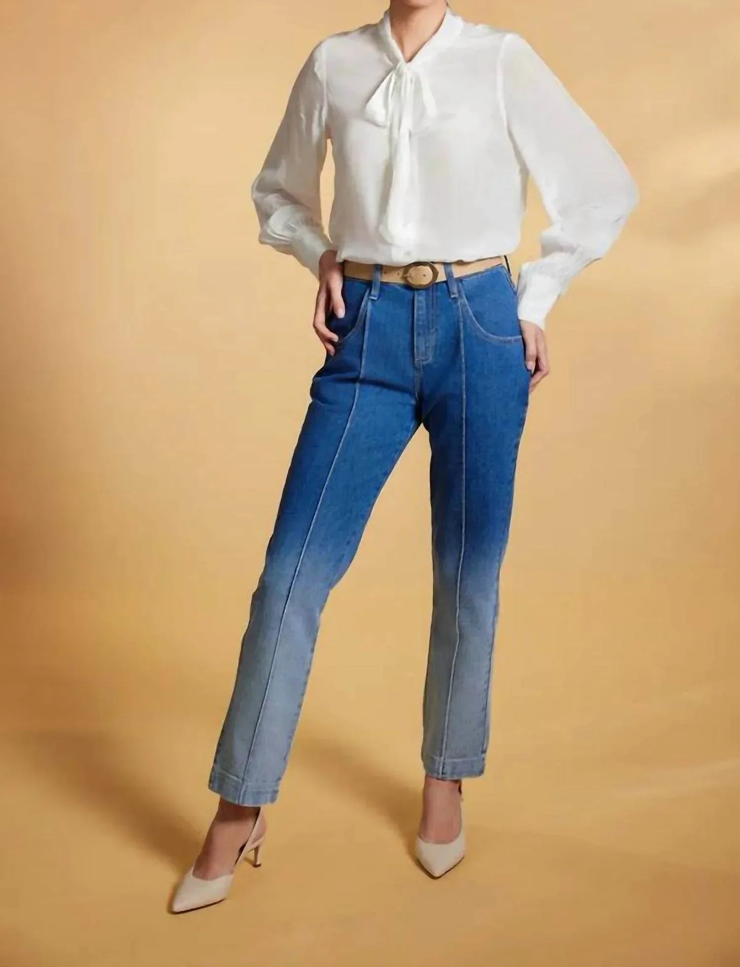 Pintuck Ombre Denim Pants