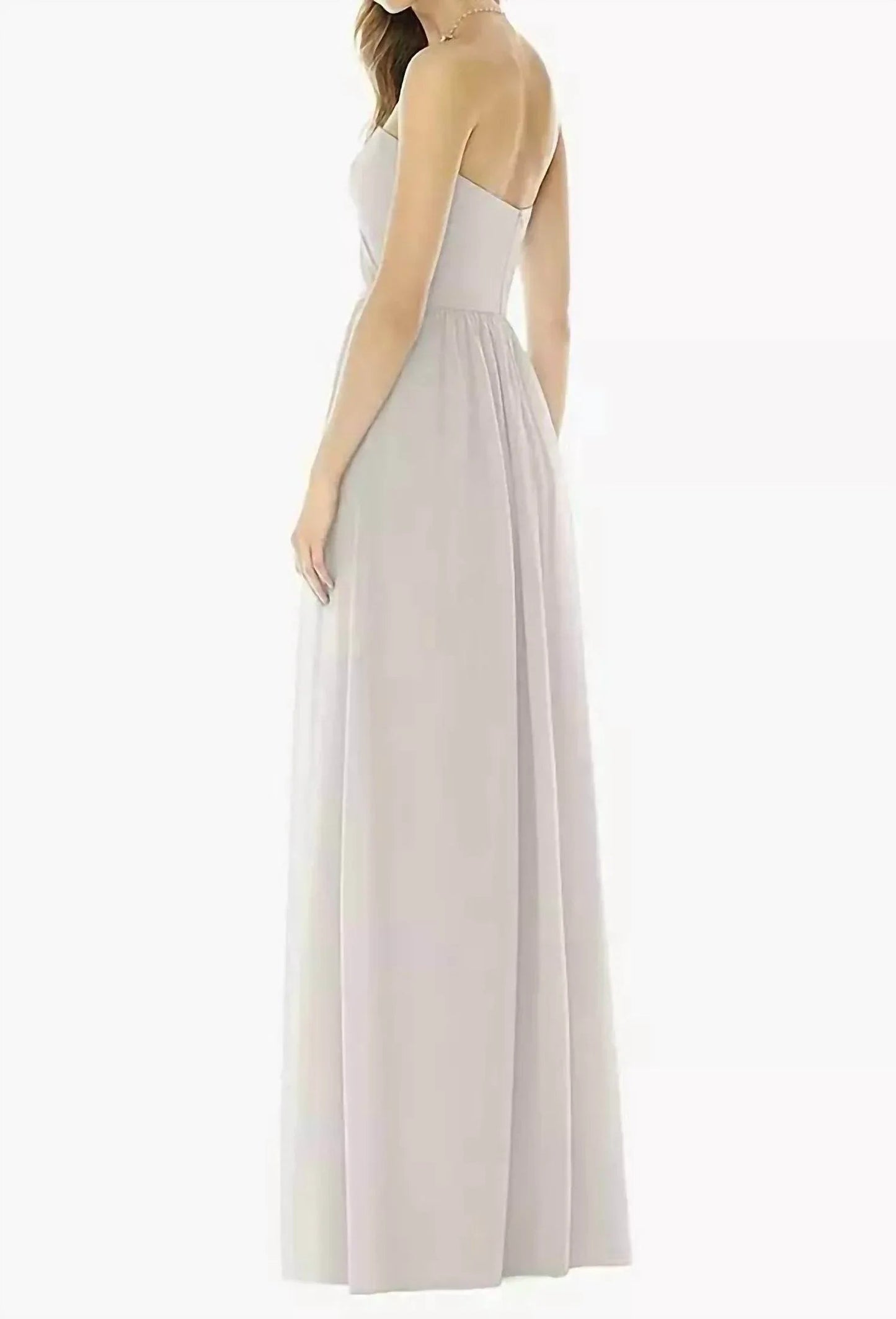 Strapless Draped Bodice Maxi Dress With Front Slits