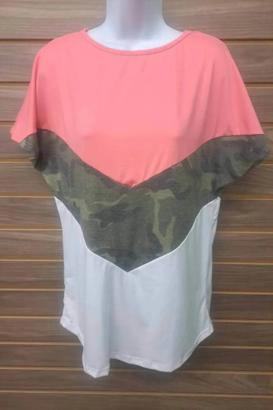 Damen Camo Weiß Kurzarm-T-Shirt