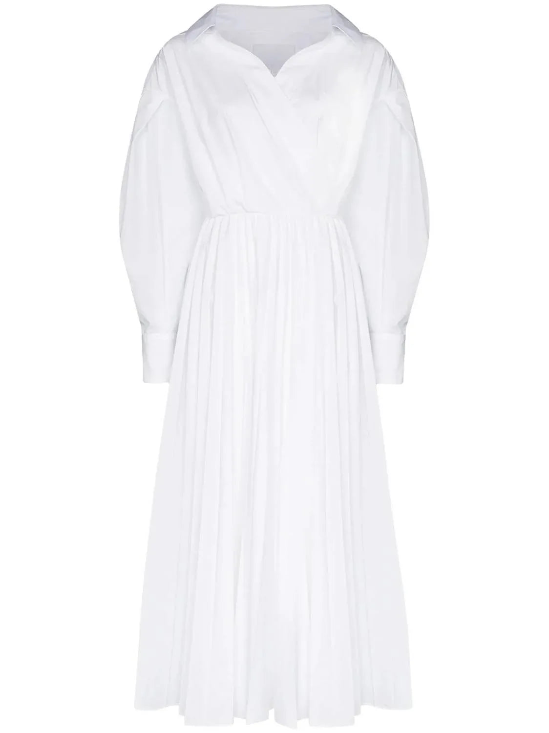 Pleated Midi Wrap Dress