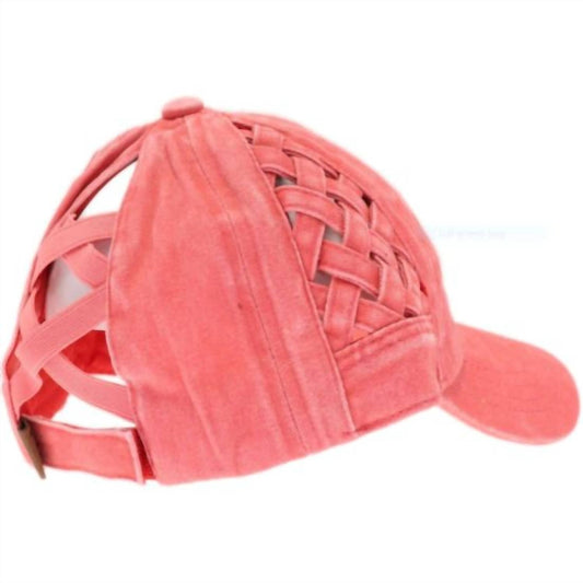 Women's Woven Criss Cross Ponytail Baseball Cap