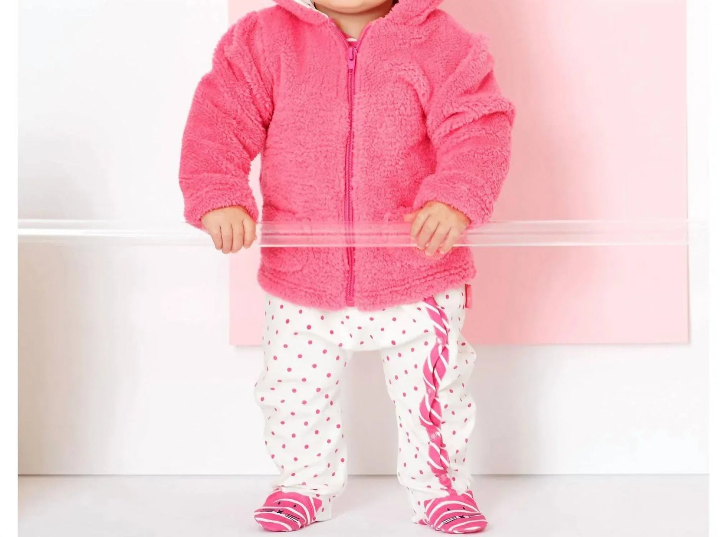 Le Top Baby Kapuzenplüschjacke "Miss Kitty" in Azaleenrosa mit Ohren