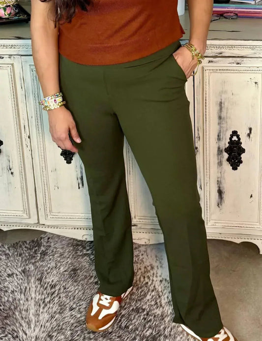 High-Waist-Schlaghose aus Stretchmaterial