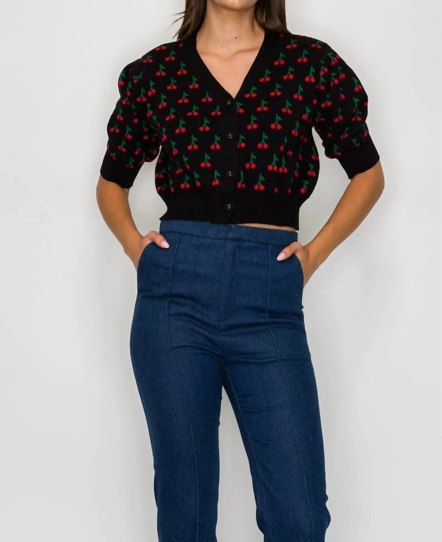 Süßer Kirsch-Crop-Pullover