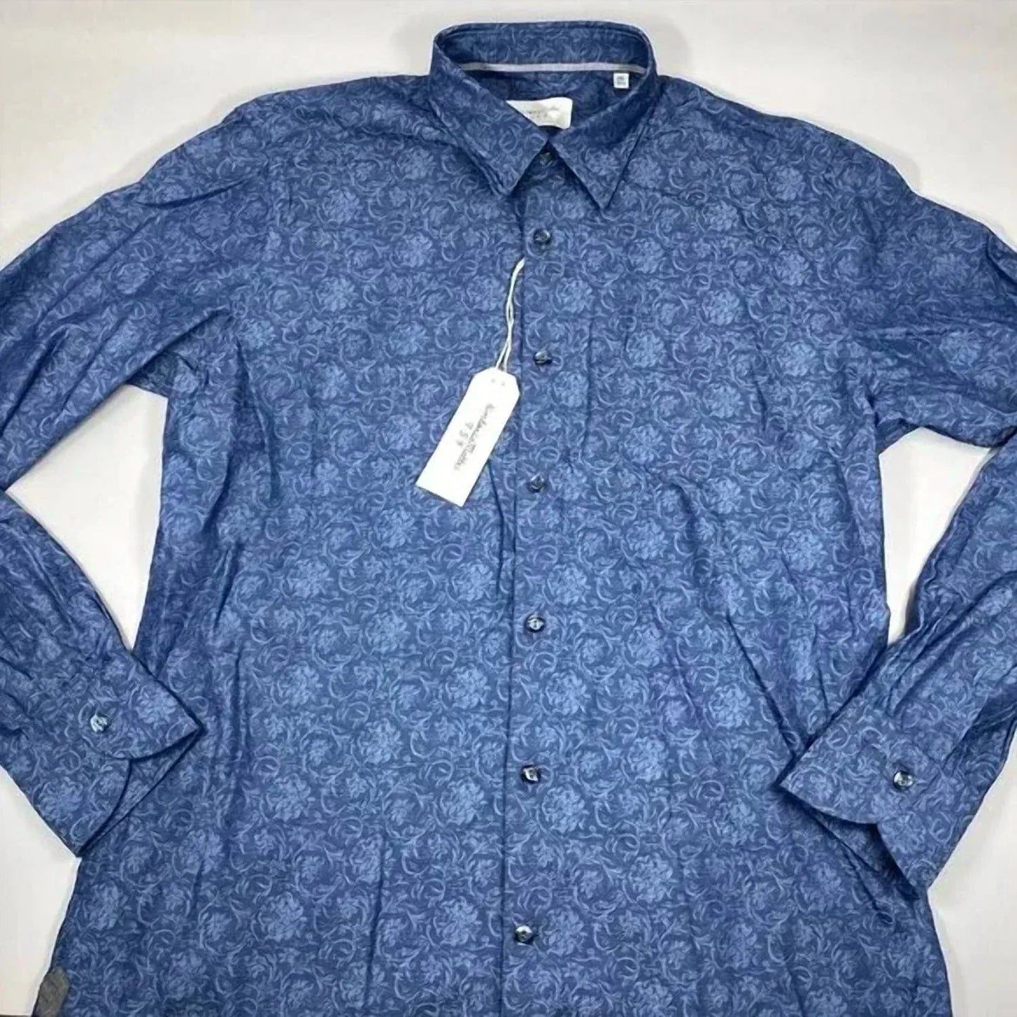 Herren Jacquard-Hemd mit Blumenmuster aus Baumwolle und Knopfleiste