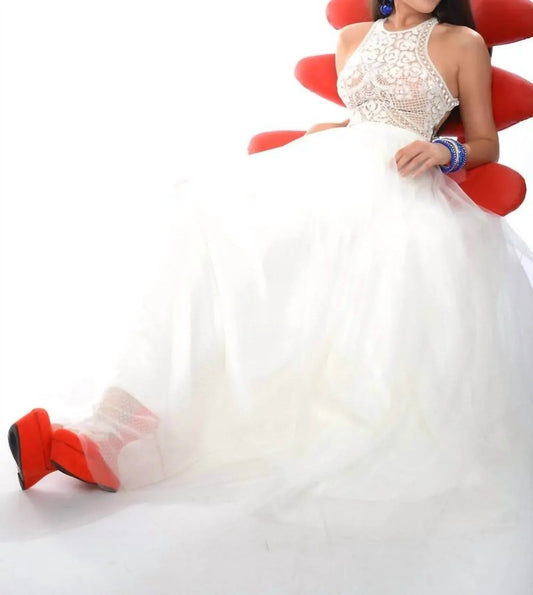 Beaded Illusion Formal Ball Gown