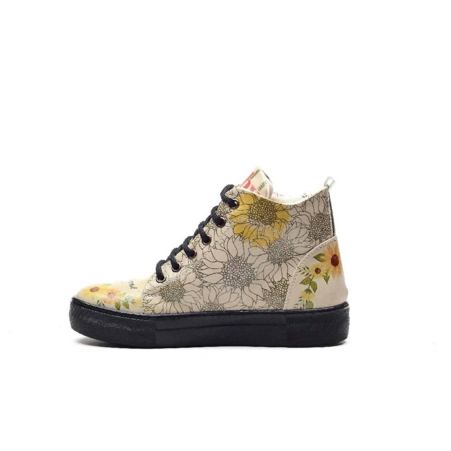 Damen-Schnürstiefeletten mit Sonnenblumen-Print