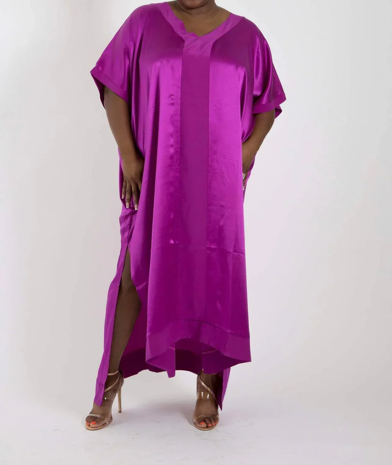 Muse Italian Silk Charmeuse Caftan Dress