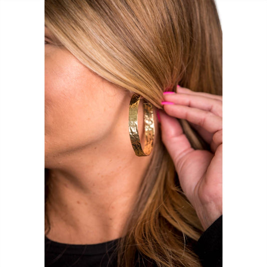 Women's Hammered Hoop Earrings