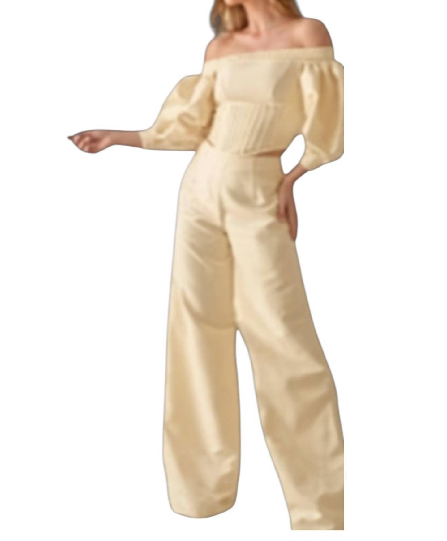 Valencia Off-shoulder Corset Top And Pant Set