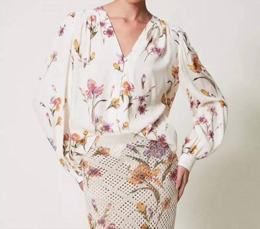 Crêpe de Chine floral shirt