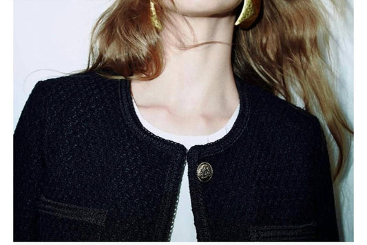 Casual Business Cropped Tweed Blazers