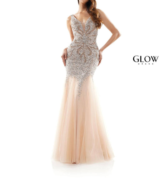 Beaded Tulle Mermaid Gown
