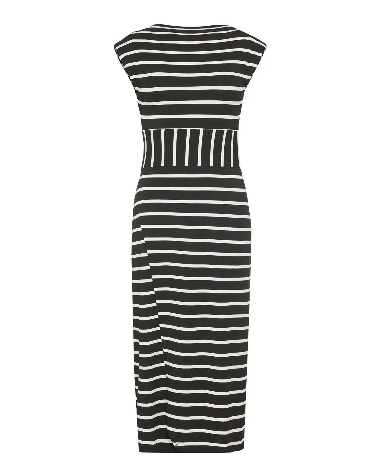 Sea Anchor Striped Midi Dress With Fold Over Skirt