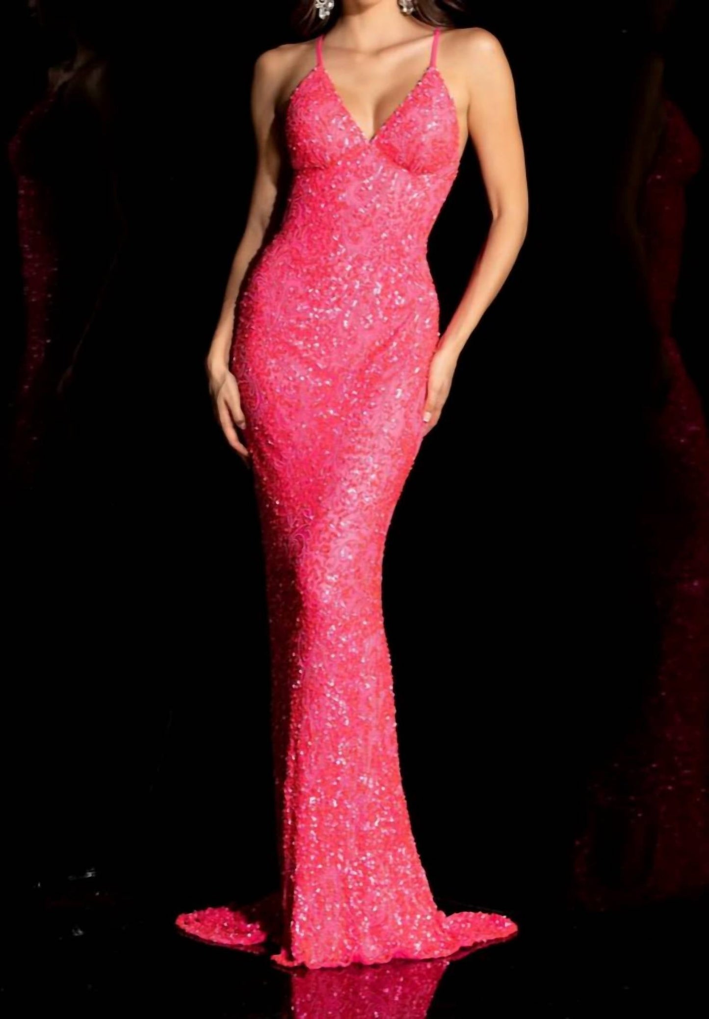 Paillettenkleid mit überkreuzten Trägern