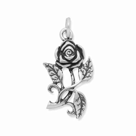 Women's Oxidized Crystal Rose Charm