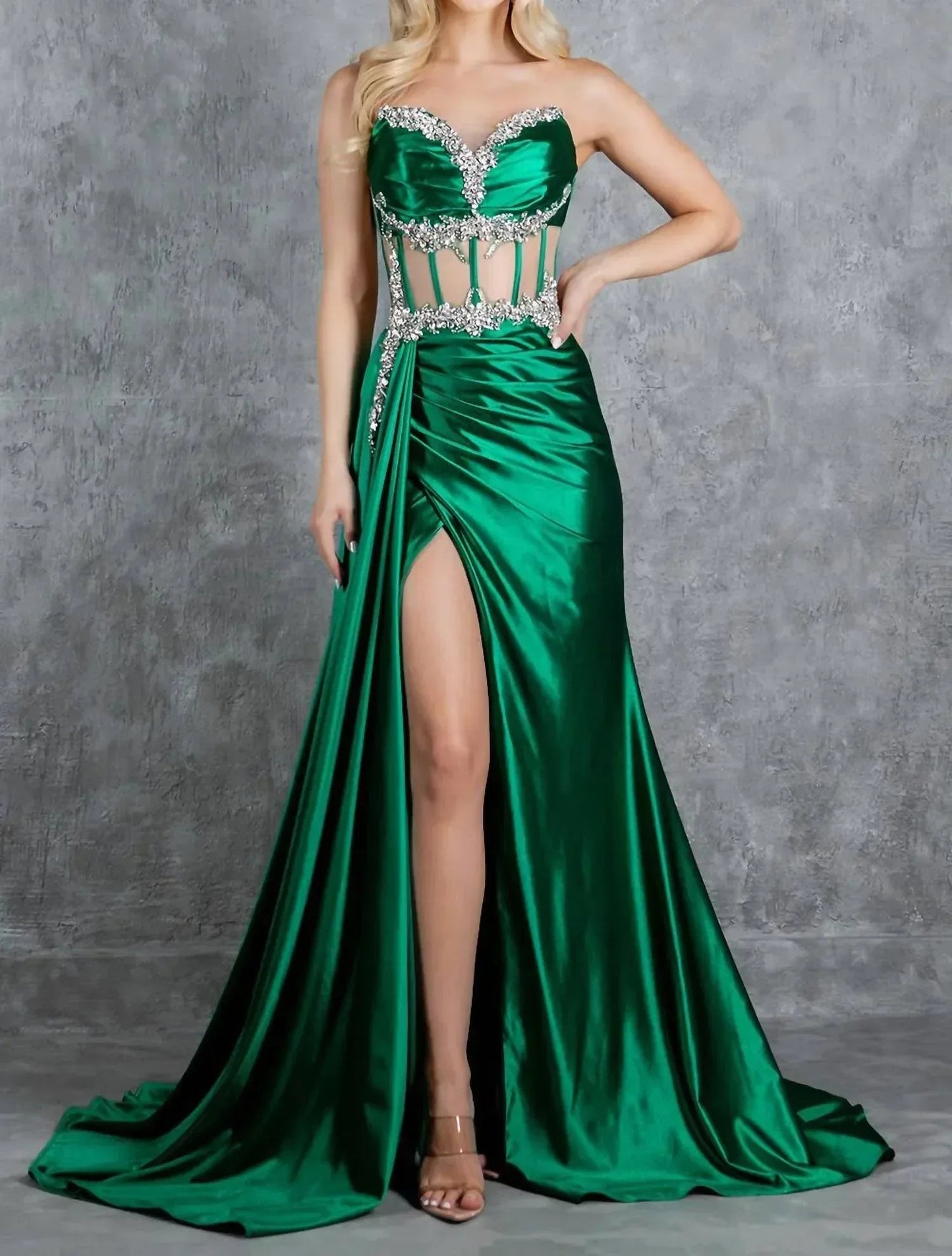 Long Prom Formal Fitted Slit Evening Dress