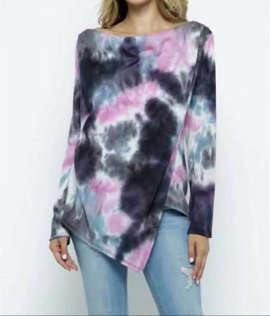 Cowl Asymmetric Tie Dye Top