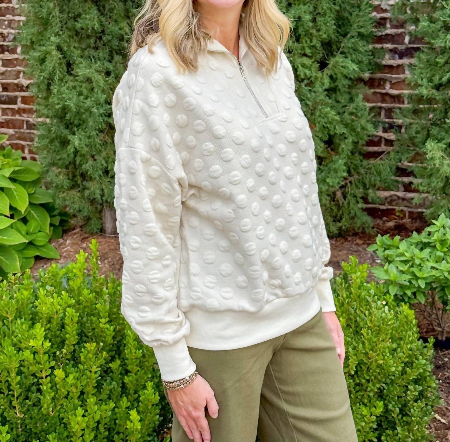 Schneefall Dot Zip-Pullover