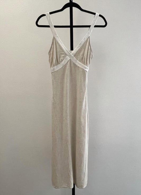 Women's Contrasting Cross Over Maxi Linen Dress