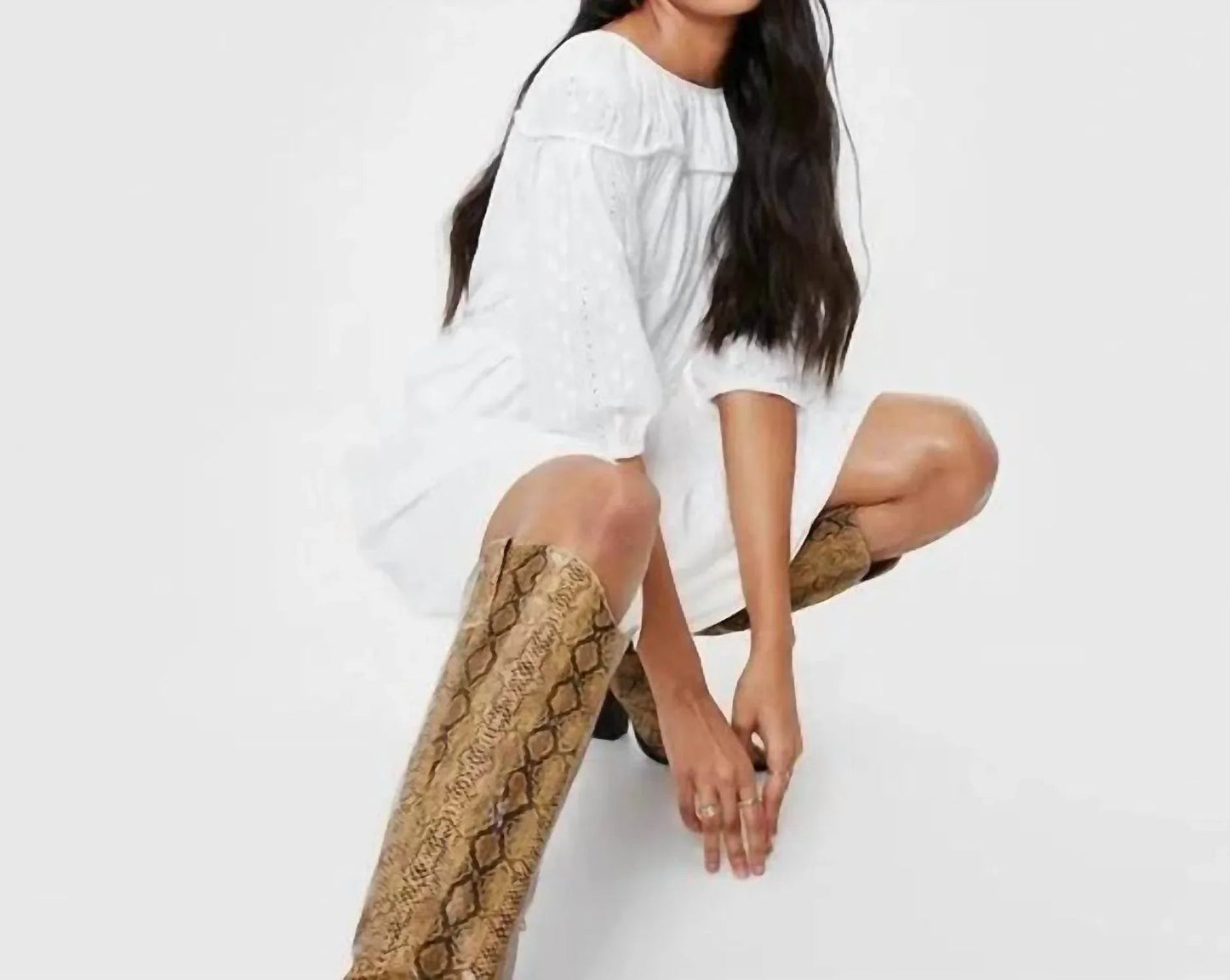 Broderie Tie Back Mini Dress