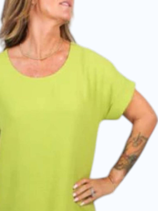 Cuffed Sleeves Short Sleeve Top