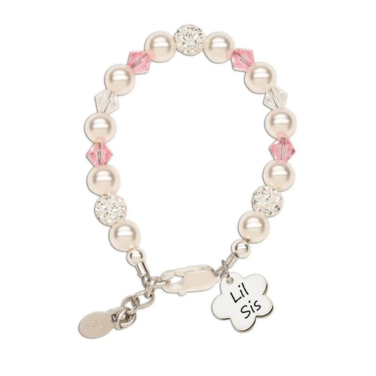 925er Silber Armband "Little Sis" mit Blumenanhänger