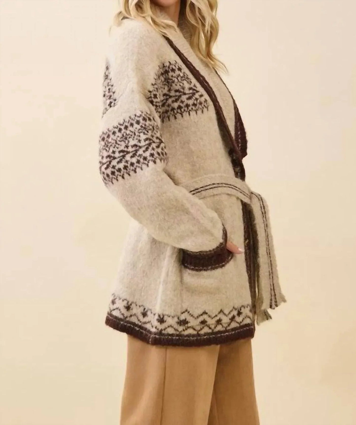 Fuzzy Knit Belted Cardigan
