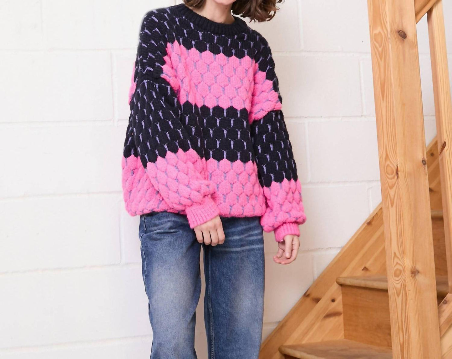 Marissa Stripe Bubble Stitch Pullover