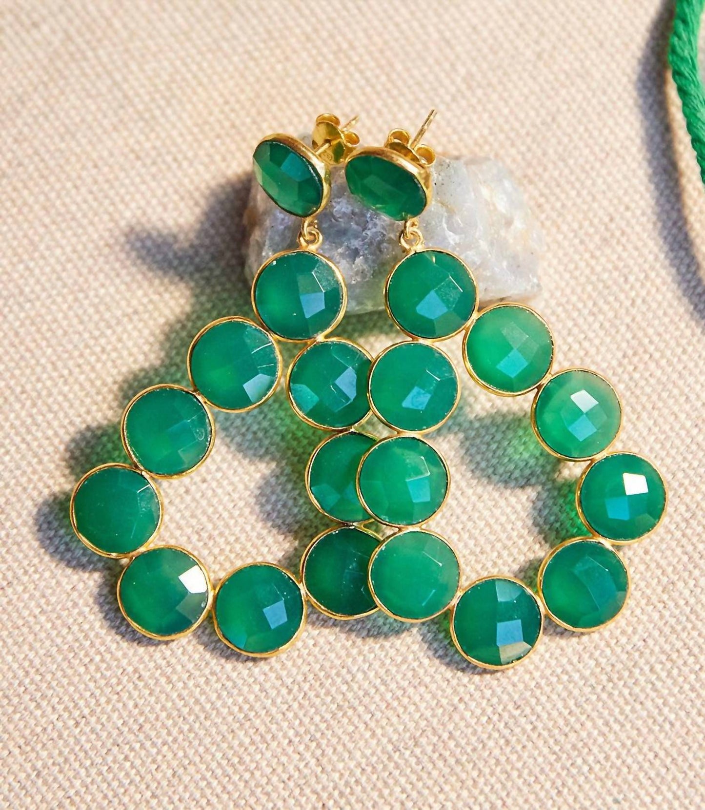 Women's Gemstone Bezel Drop Earrings