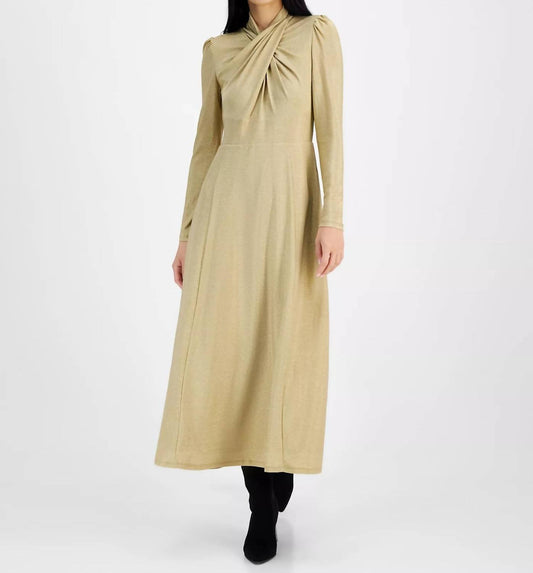 Harland Fauxwickelkleid mit Metallic-Fäden