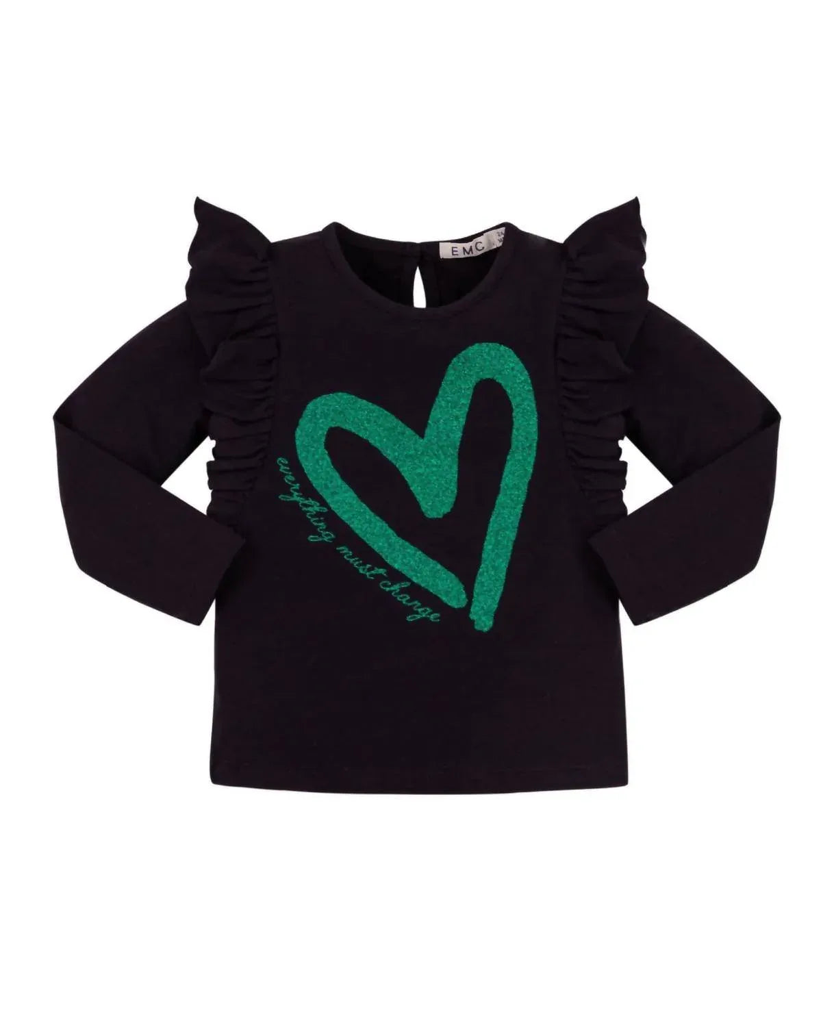 Langärmeliges Glitzer-Grafik-T-Shirt für Mädchen