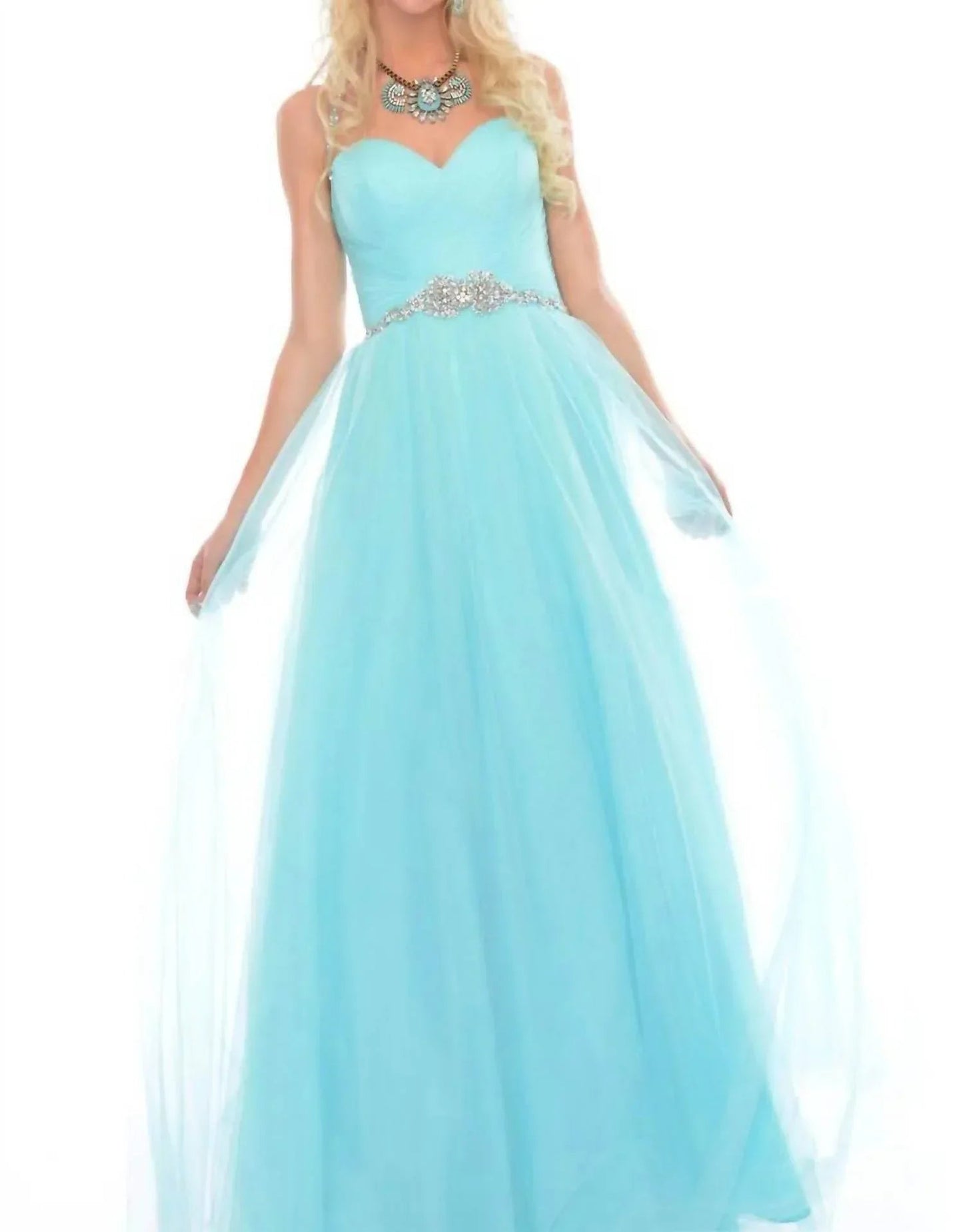 Abendkleid mit handbestickter Illusion
