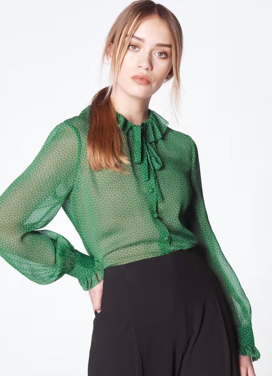 Eliza Spot Print Frill Collar Blouse