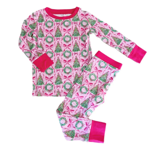 Girl's Christmas Tree Bamboo Pajama Set