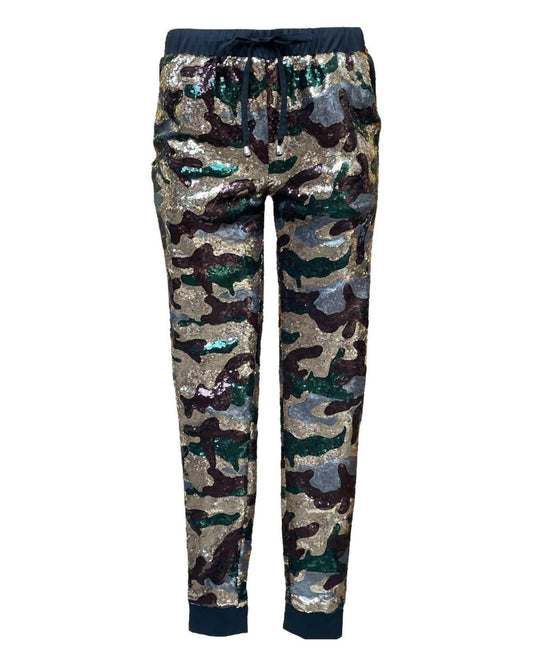 Damen Camouflage-Pailletten-Jogginghose