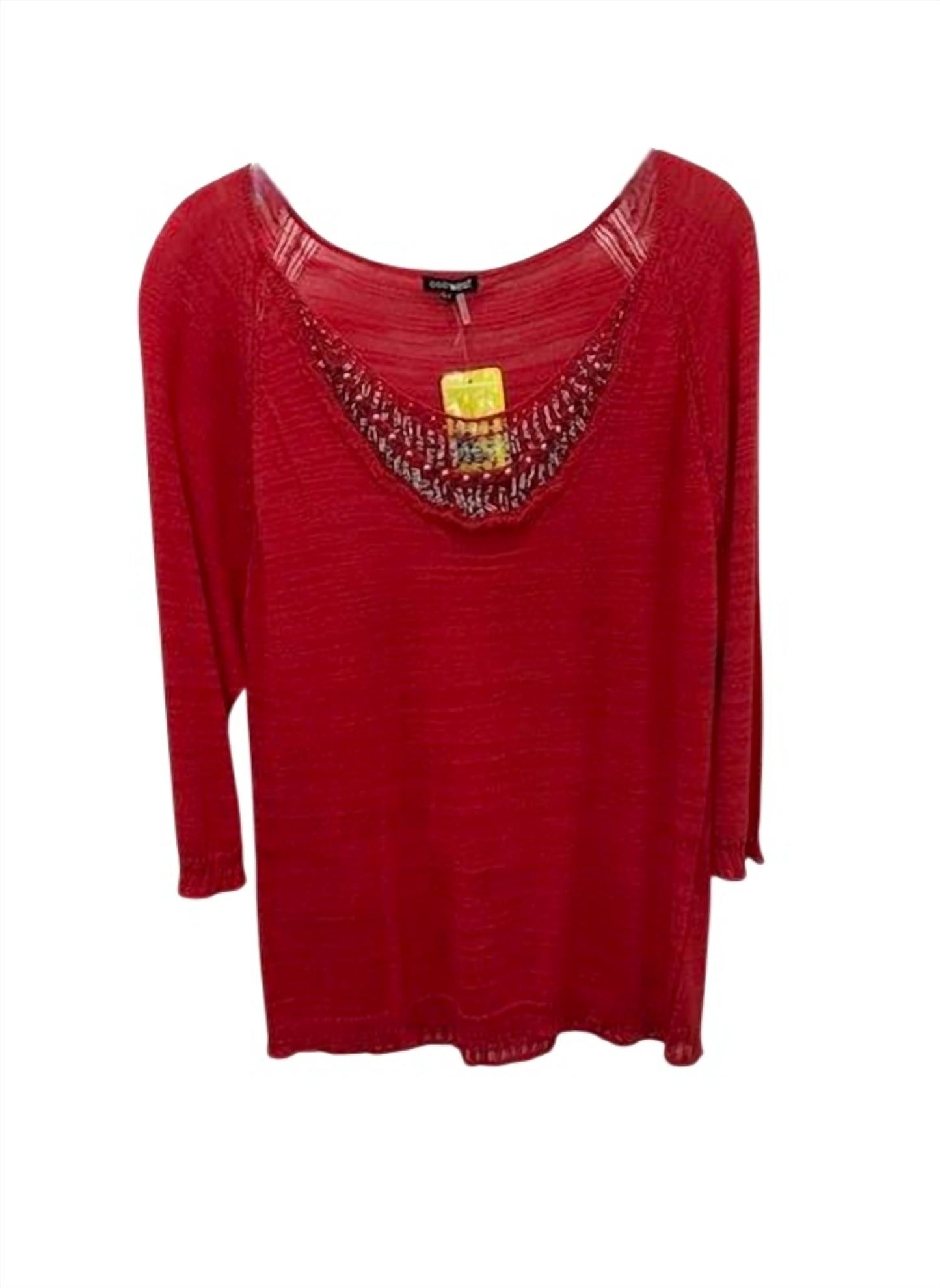 Women Beaded Neckline Sweater