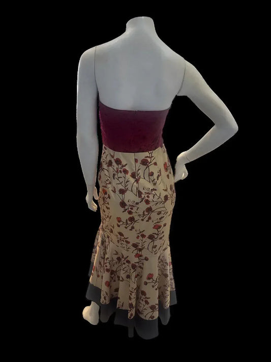 Strapless Floral Satin Dress