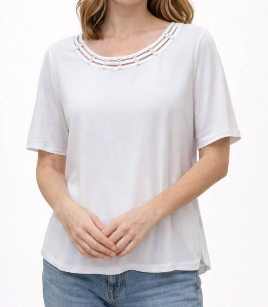 Detailed Neck Short Sleeve Top