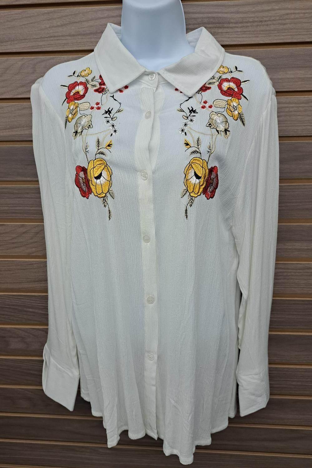 Women's Embroidered Floral Blouse