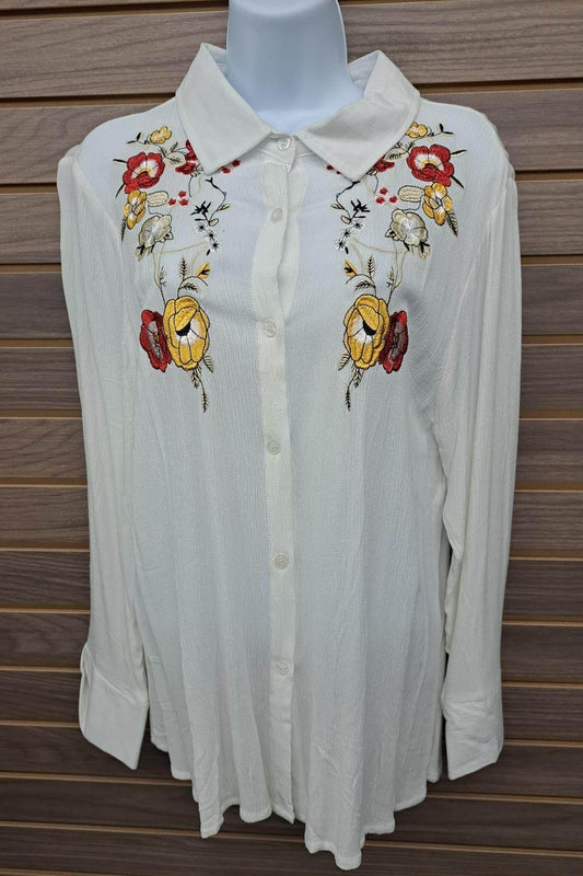 Women's Embroidered Floral Blouse