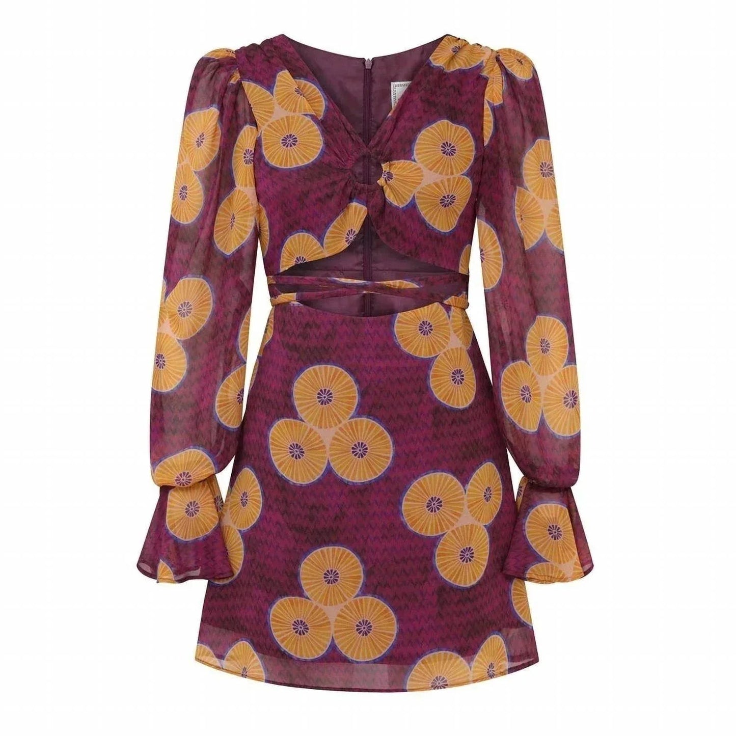Amelie bedrucktes Mini-A-Linien-Kleid mit Cut-Outs