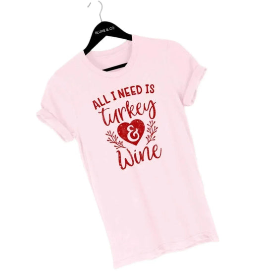 Damen Truthahn & Wein Grafik-T-Shirt