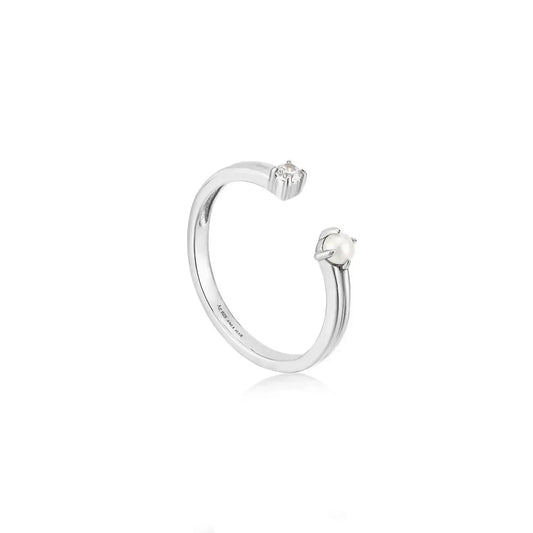 Women's Pearl Sparkle Adjustable Rings