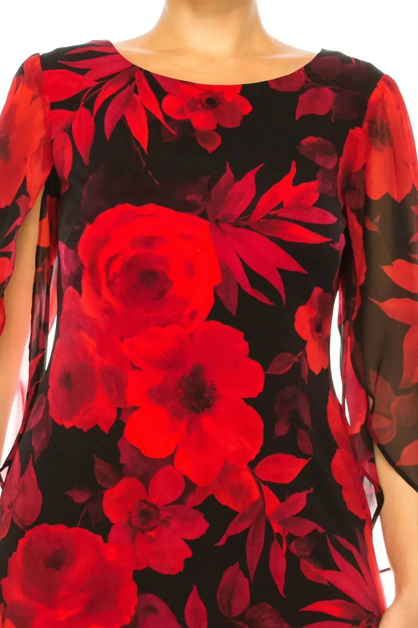 Floral Split-sleeve Sheath Dress