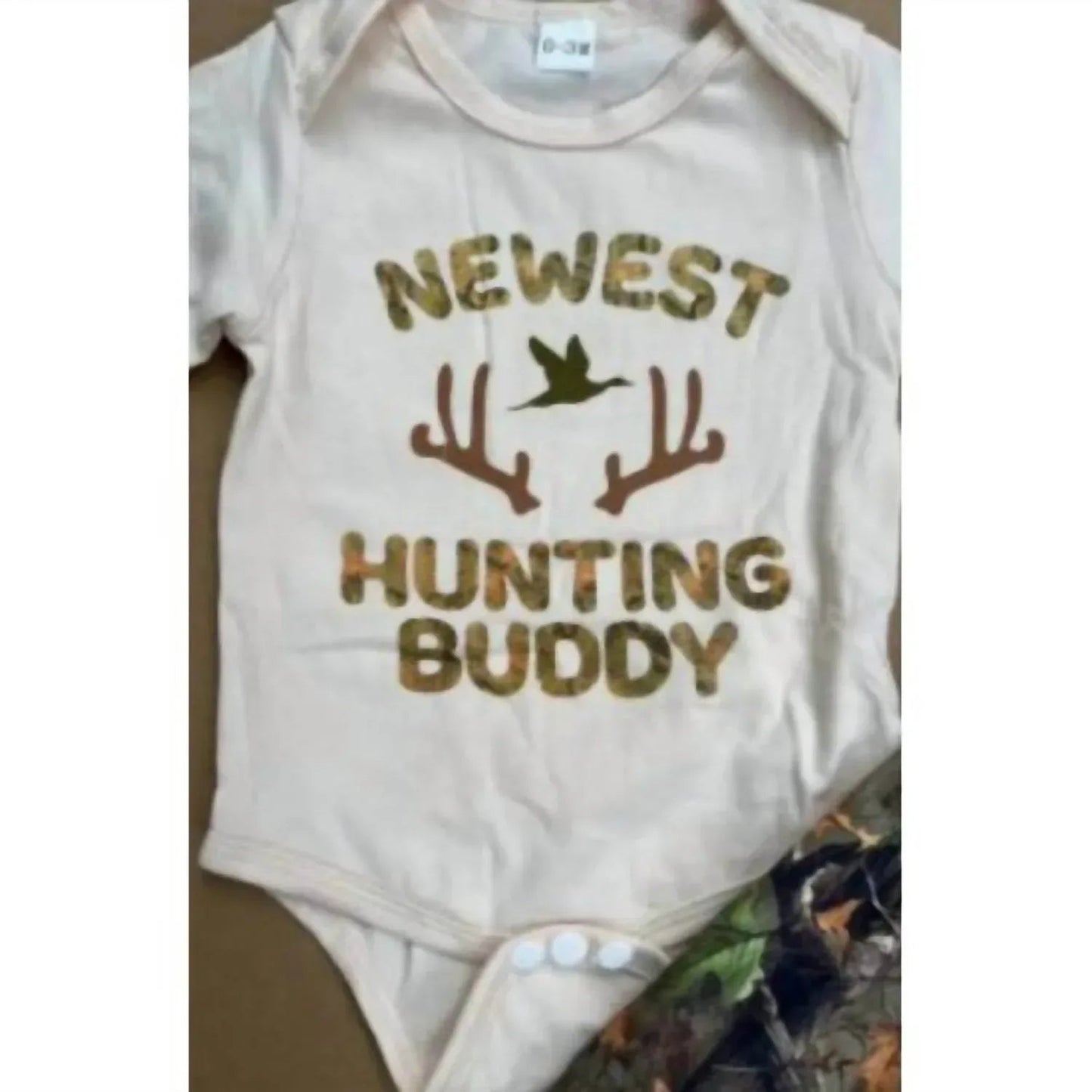 Baby Boys' Newest Hunting Buddy Romper, Pants & Hat Set