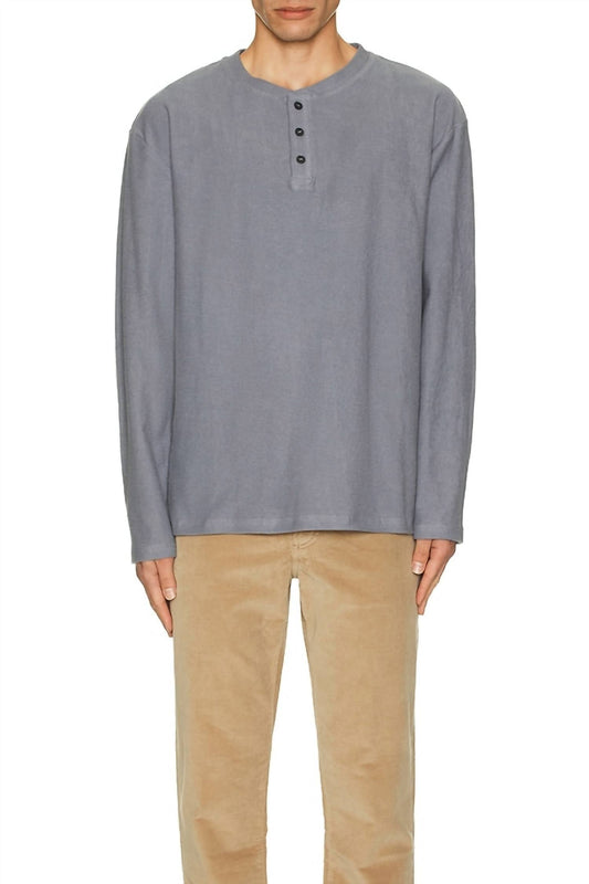Vintage Terry Langarm-Henley-Oberteil
