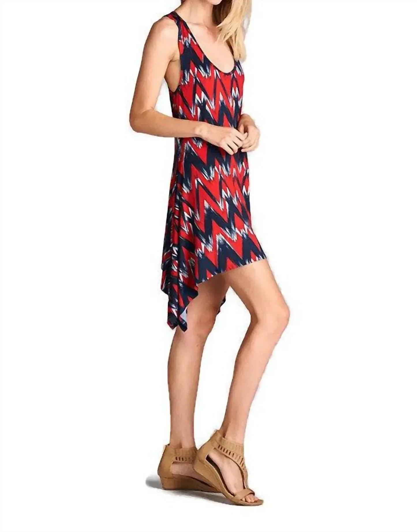 Brush Stroke Chevron Tank Dress