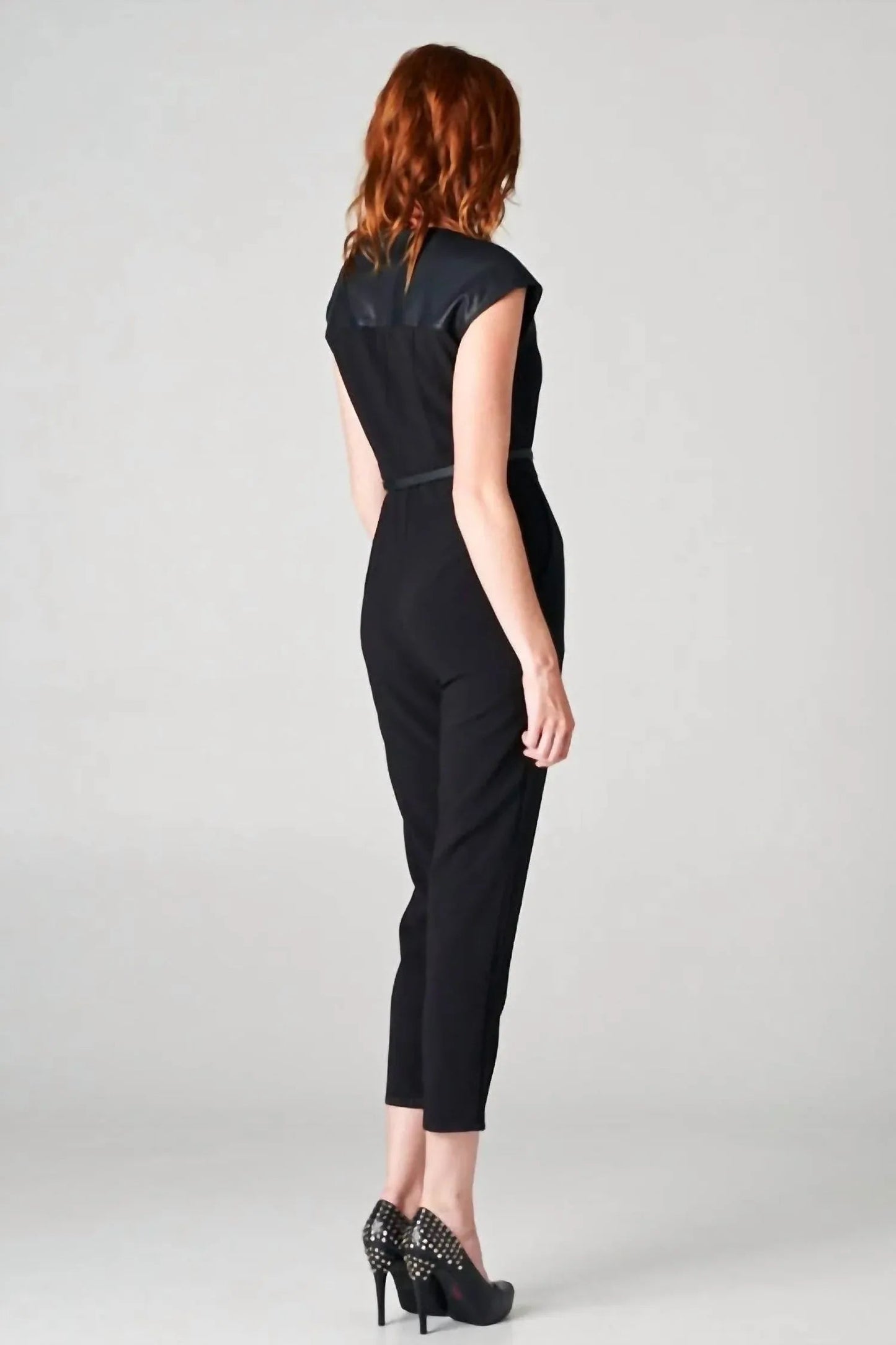Leather Sleeve Jumpsuit